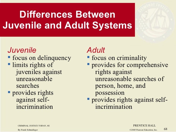 the differences between dependency and delinquency similarities between juveniles and adults court system